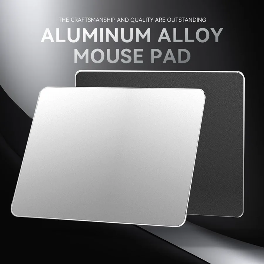 Double-Sided Hard Metal Aluminum Mouse Pad & Leather Mousepad - 240x200mm Waterproof Design for Any Surface.