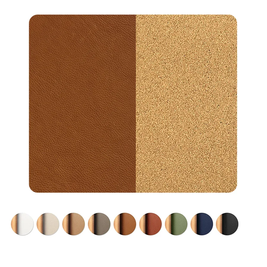 Dual-Sided Cork & Leather Mouse Pad - Reversible Desk Companion Natural Meets Luxury in One Versatile Mat