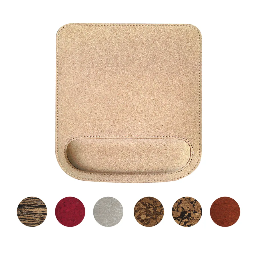 KLH-3093R Ergonomic Cork Surface Mouse Pad with Foam Wrist Rest 230x210x22mm | Natural Comfort Meets Ergonomic Support