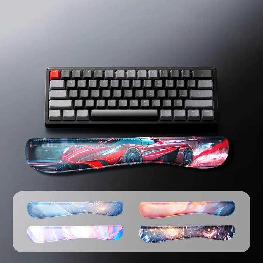 KLJ-5008P Custom Logo Printing Keyboard Wrist Rest - PU Leather Surface with Foam & Leather Base 467x80x20mm| Ergonomic