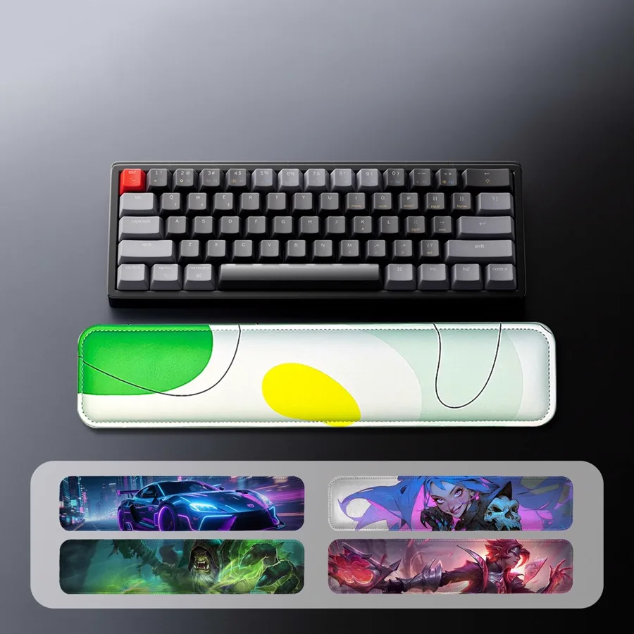 KLJ-5082P Custom Logo Printing Keyboard Wrist Rest - PU Leather Surface with Foam & Leather Base 425x90x18mm | Ergonomi